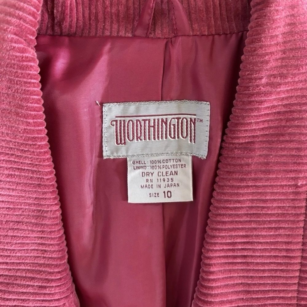 Vtg Worthington Corduroy Blazer Jacket Womens 10 Mauve Pockets Career Preppy - Picture 9 of 10